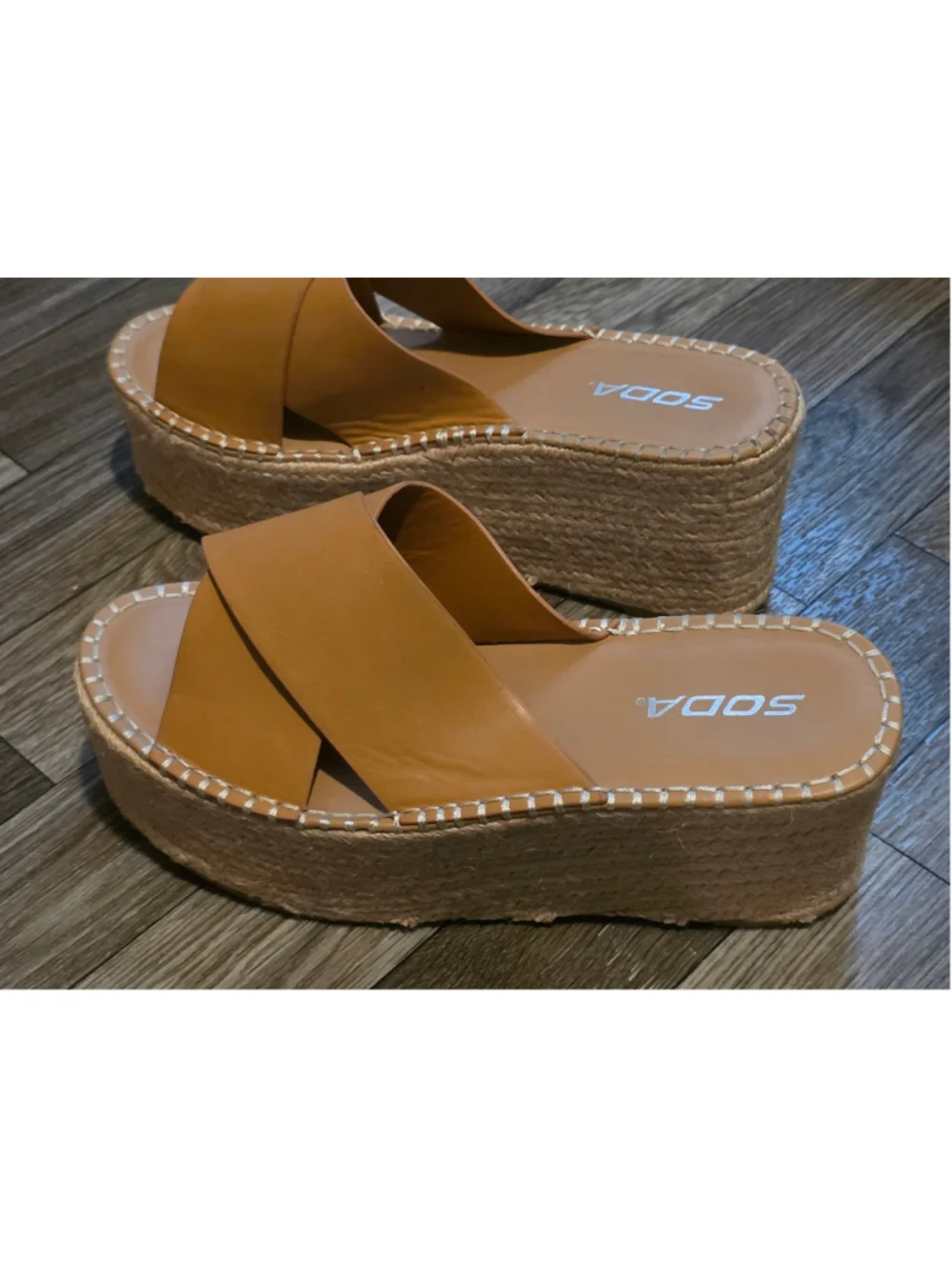 Women's Soda Platform Sandals Tan Size 8